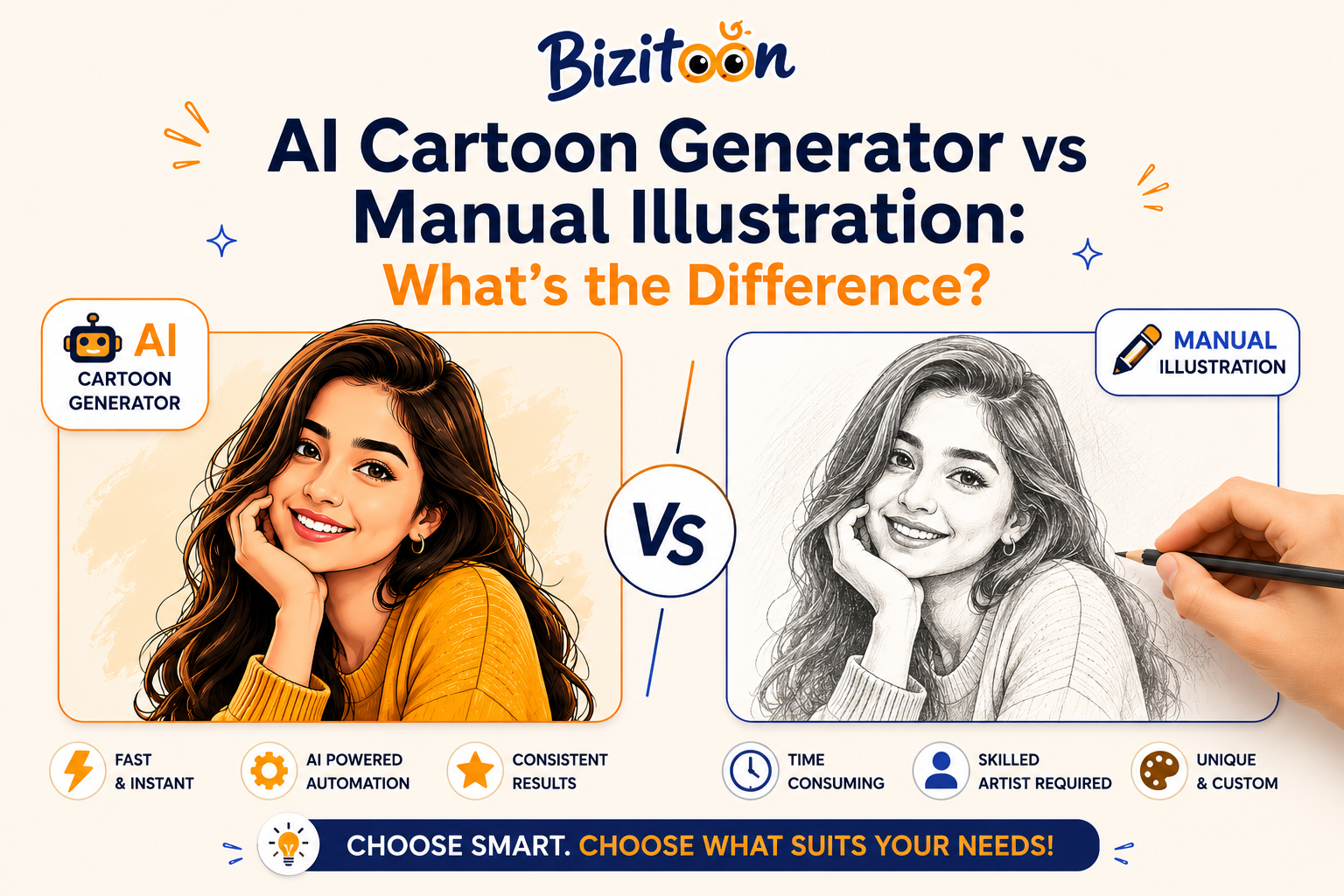 AI Cartoon Generator vs Manual Illustration: What's the Difference